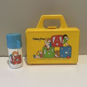 Vintage Fisher Price Play Mini Lunch Box‎ #638 Complete Set with Thermos 1979